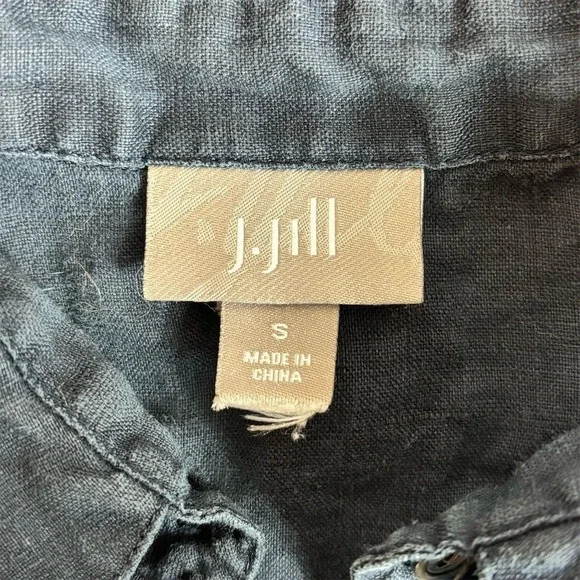 J. Jill Women's Small Blue Linen Button-Up Shirt Long Sleeve Casual - Picture 3 of 6